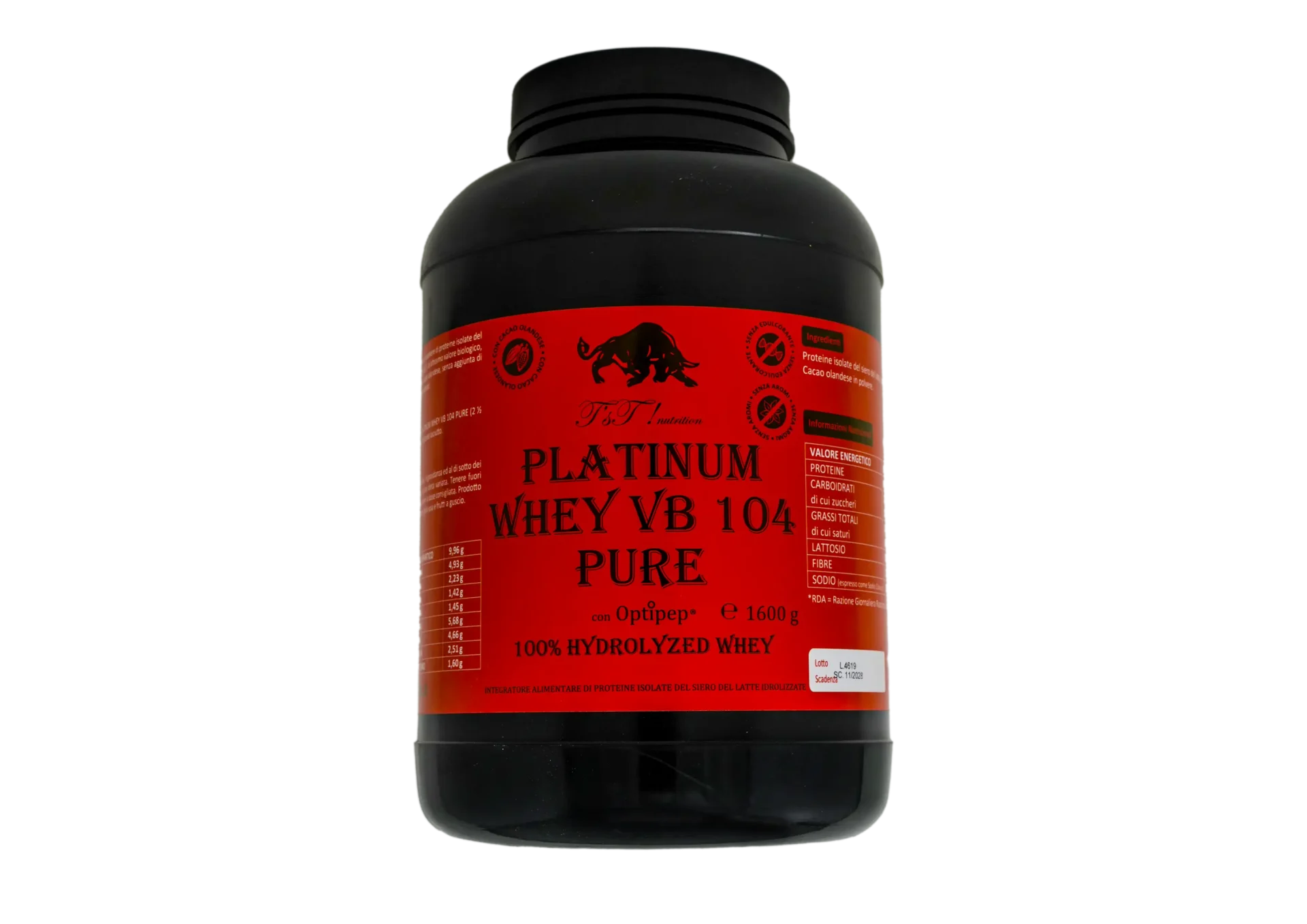 Platinum Whey VB 104 Pure (Idrolizzate per via enzimatica con cacao olandese, senza aromi e dolcificanti)